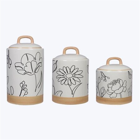 Youngs 9.5 in. Ceramic Human Nature Canister - Set of 3 21974
